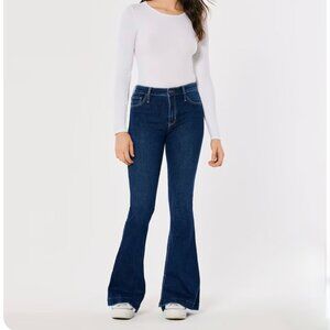 Hollister High-Rise Vintage Flare Jeans w/Side Slit Stretch Denim Women’s 27 NWT